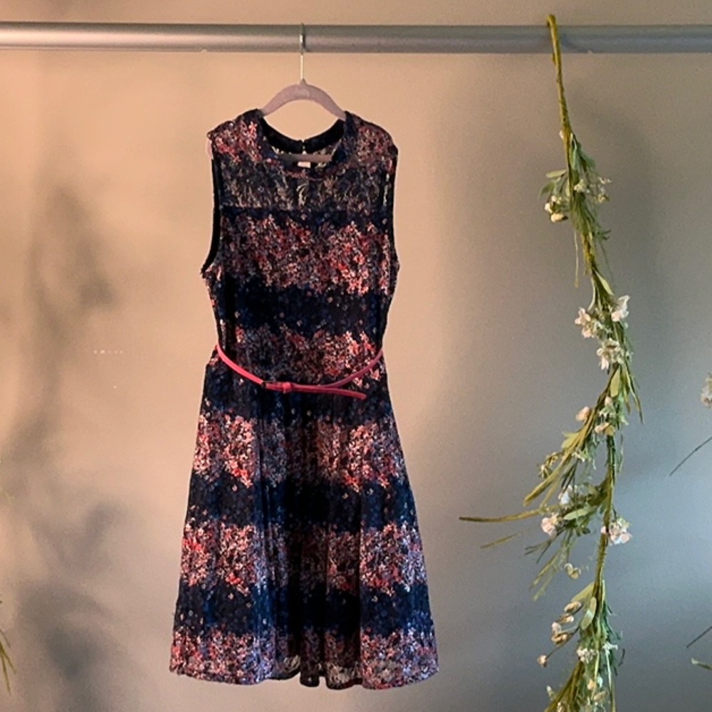 Ally B Fit and Flare Blue and Black Dress for Cocktail